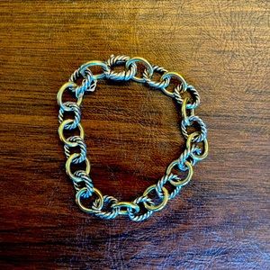 **AUTHENTIC David Yurman Medium Oval Link Chain Bracelet in Yellow Gold & Silver